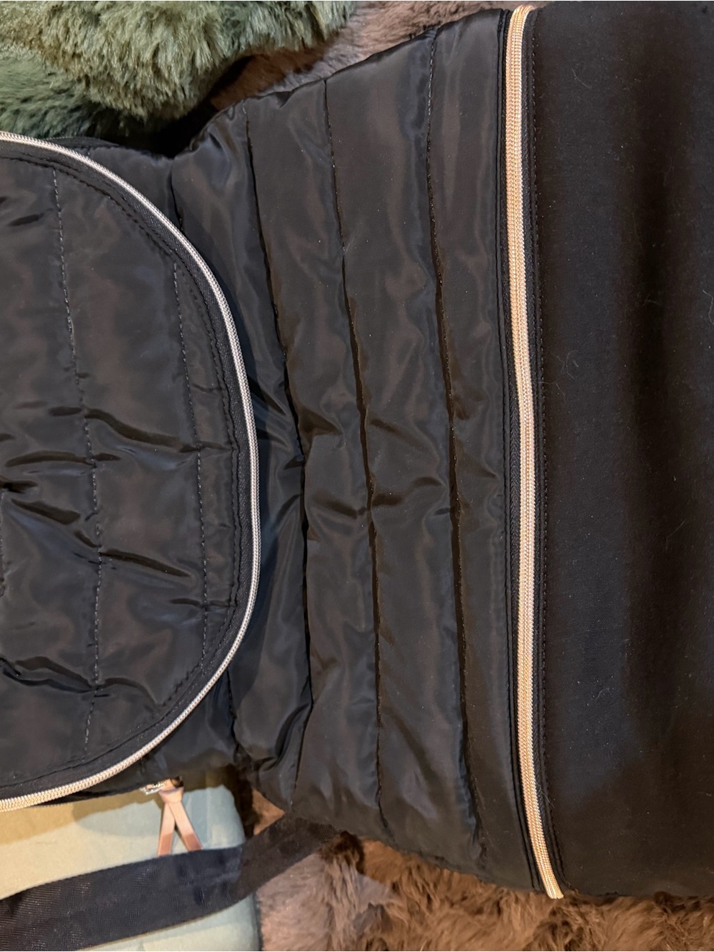 Stella and dot Black Quilted Travel Duffel with Contrast Zipper